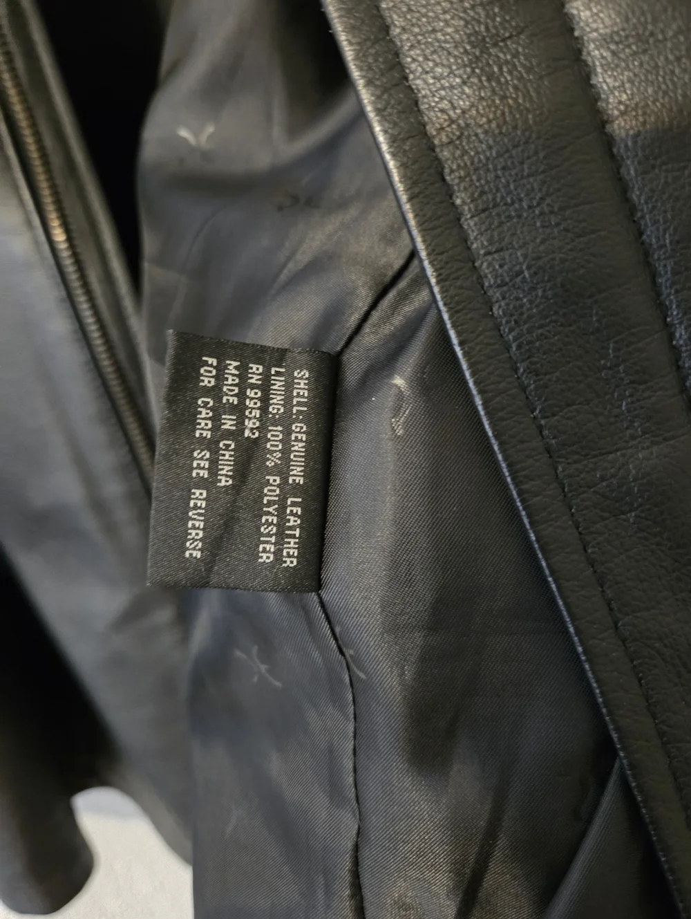 Perry Ellis Black Leather Zip-Front Jacket